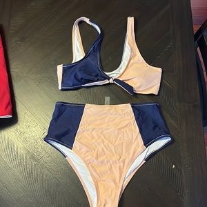 Two piece bathing suit pink/navy